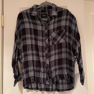 Rails Black Plaid Button Down Top